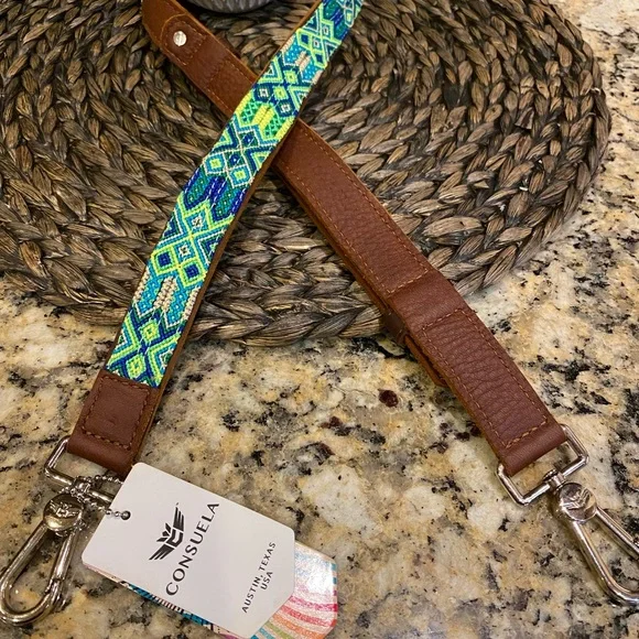 Consuela Green and Blue Belt with Geometric Patterns - Picture 4 of 6